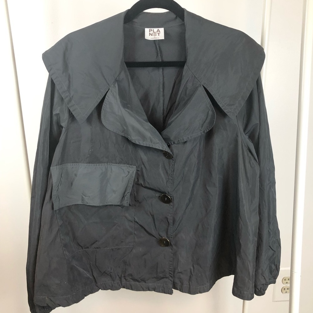 Planet by Lauren G Nickel Drawstring Jacket Black OS